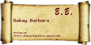 Bakay Barbara névjegykártya